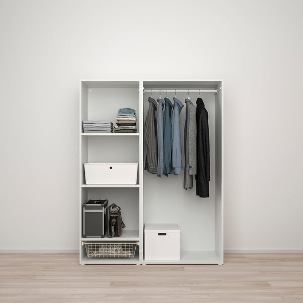 PLATSA wardrobe with 3 doors, white/Fonnes white, 140x57x181 cm