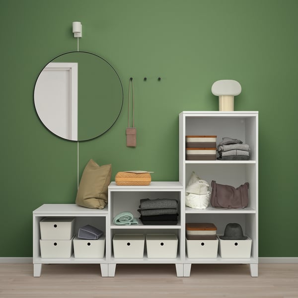PLATSA - Wardrobe with 3 doors, white/Fonnes white, 180x57x133 cm