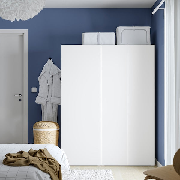 PLATSA - Wardrobe with 3 doors, white/Fonnes white, 140x57x181 cm