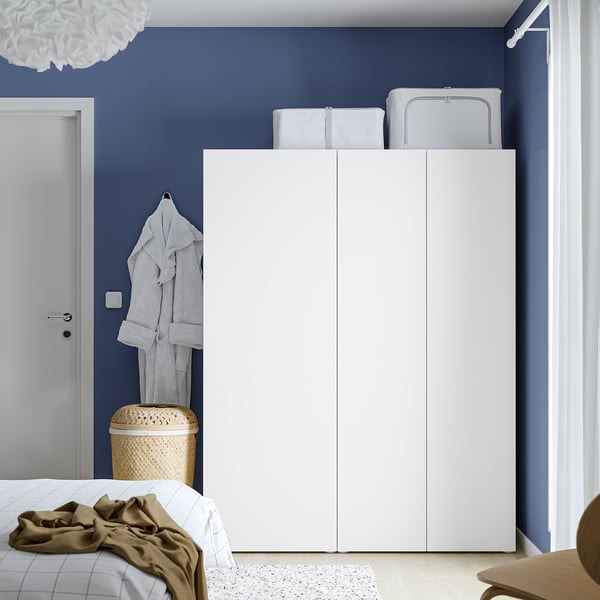 PLATSA - PLATSA Wardrobe with 3 doors, white/Fonnes white, 140x57x181 cm
