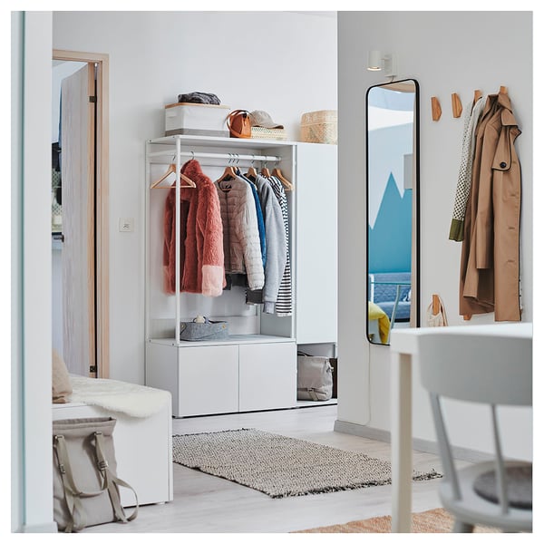 PLATSA wardrobe with 3 doors, white/Fonnes white, 140x42x161 cm