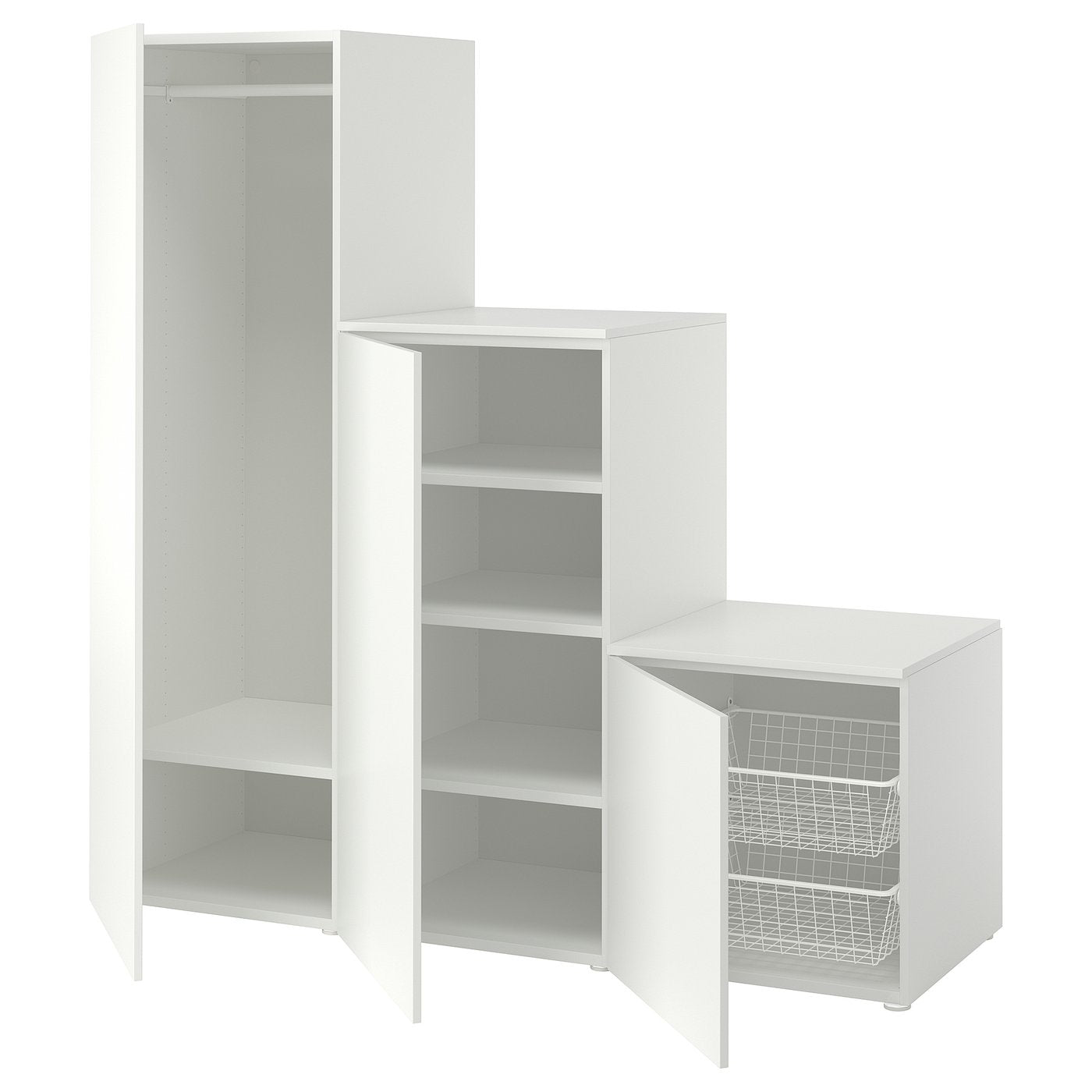 PLATSA wardrobe with 3 doors, white/Fonnes white, 180x57x181 cm