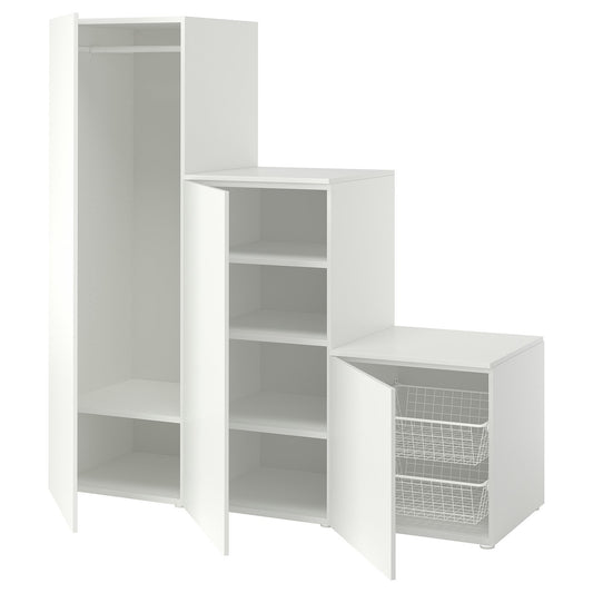 PLATSA wardrobe with 3 doors, white/Fonnes white, 180x57x181 cm