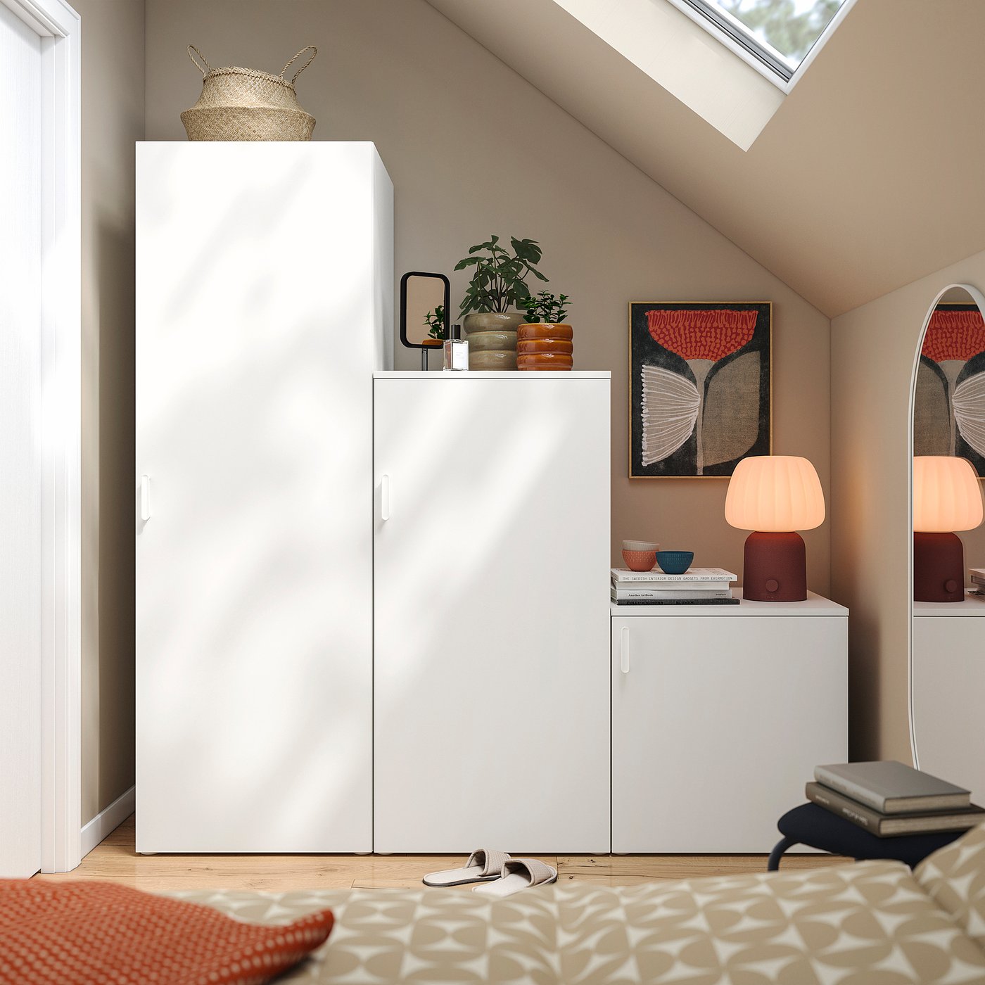 PLATSA wardrobe with 3 doors, white/Fonnes white, 180x57x181 cm