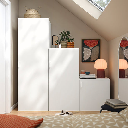 PLATSA wardrobe with 3 doors, white/Fonnes white, 180x57x181 cm