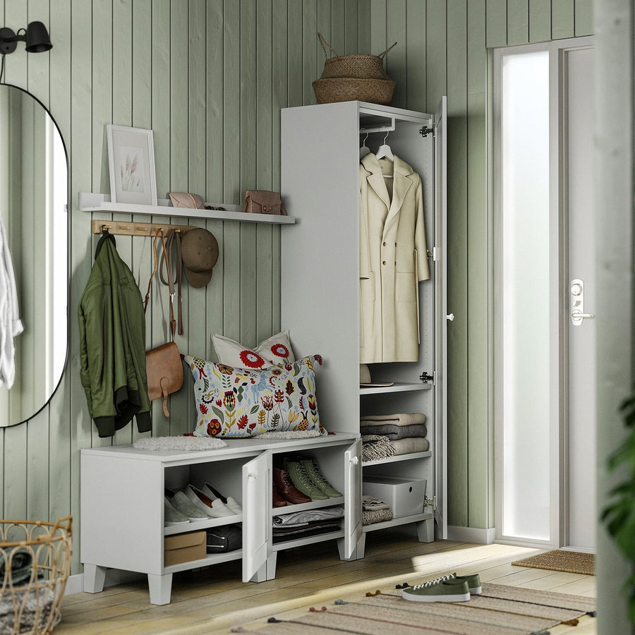 PLATSA wardrobe with 3 doors, white/Sannidal white, 180.0x191.0x42.0 cm