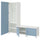 PLATSA wardrobe with 3 doors, white/Sannidal blue, 180x42x191 cm
