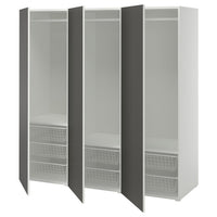 PLATSA wardrobe with 3 doors, white/SKATVAL dark grey, 180x57x181 cm