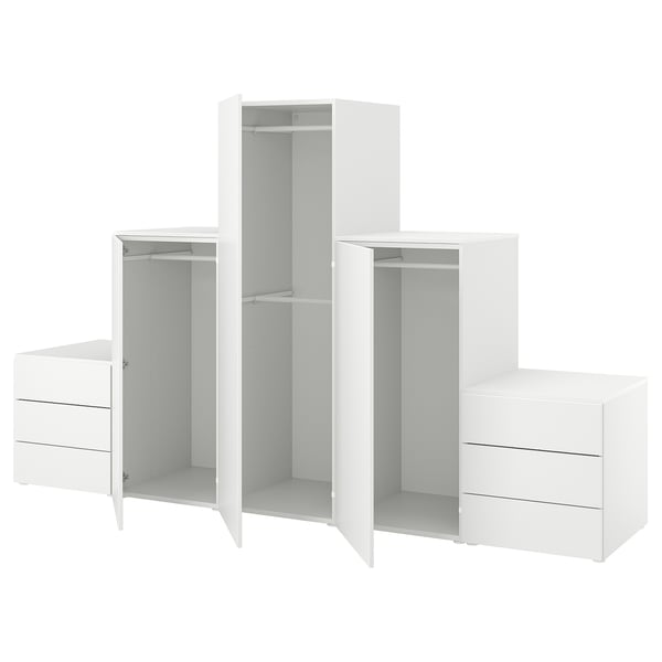 PLATSA wardrobe with 3 doors+6 drawers, white/Fonnes white, 300x57x181 cm
