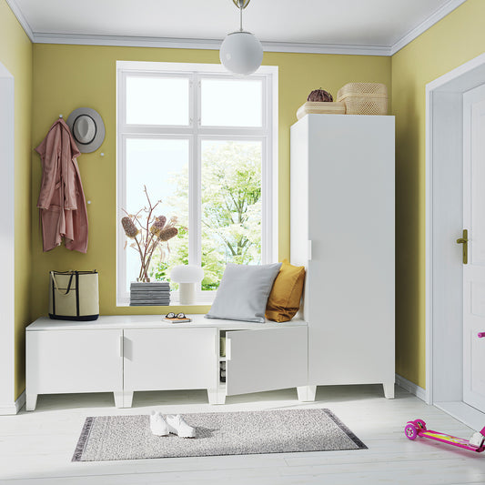 PLATSA wardrobe with 4 doors, white/Fonnes white, 240x57x191 cm