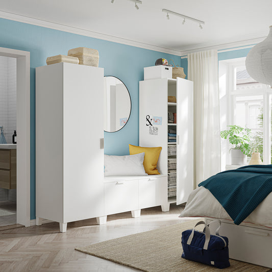 PLATSA wardrobe with 4 doors, white/Fonnes white, 240x57x191 cm