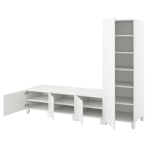 PLATSA - Wardrobe with 4 doors, white/Fonnes white, 240x57x191 cm