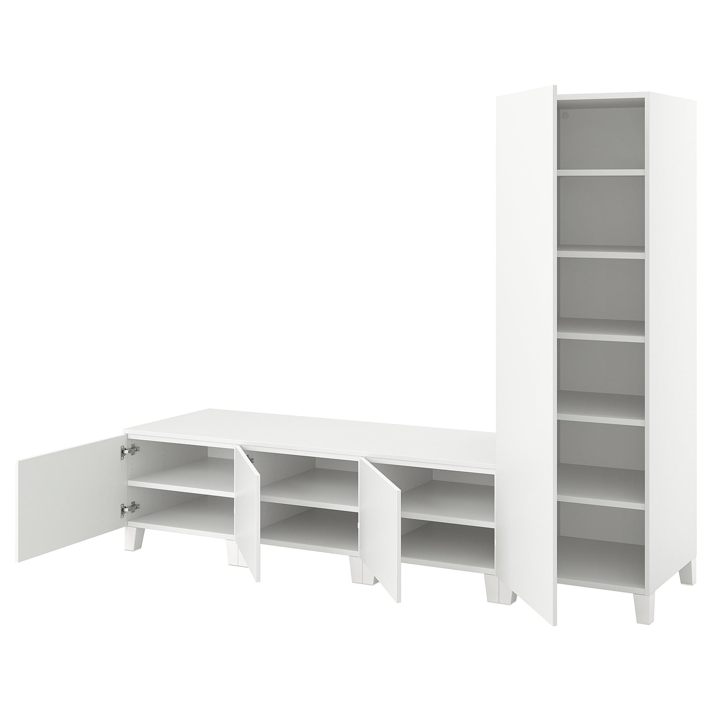 PLATSA wardrobe with 4 doors, white/Fonnes white, 240x57x191 cm