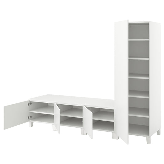 PLATSA wardrobe with 4 doors, white/Fonnes white, 240x57x191 cm
