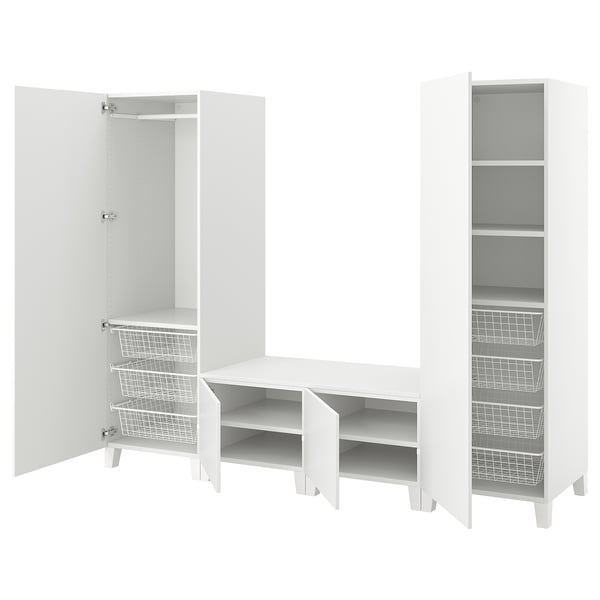 PLATSA wardrobe with 4 doors, white/Fonnes white, 240x57x191 cm