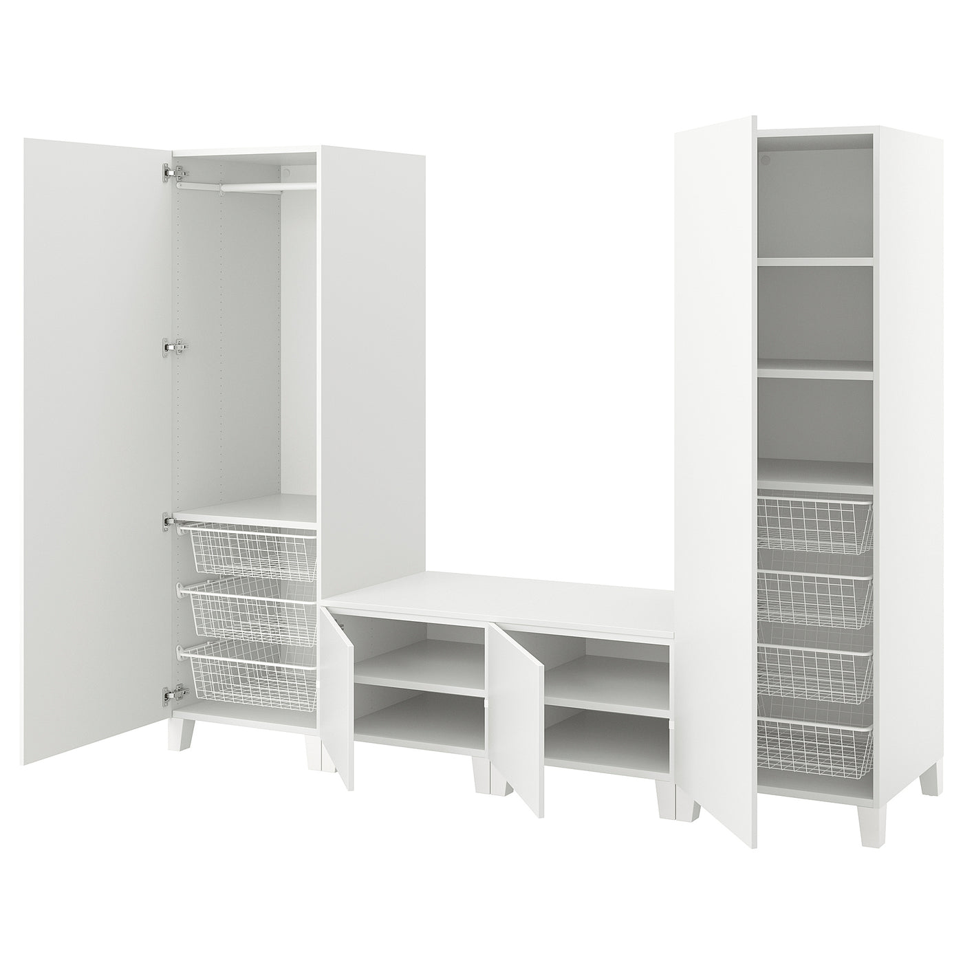 PLATSA wardrobe with 4 doors, white/Fonnes white, 240x57x191 cm