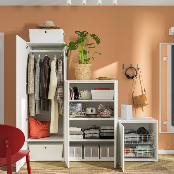 PLATSA wardrobe with 4 doors, white/Fonnes white, 200x57x181 cm