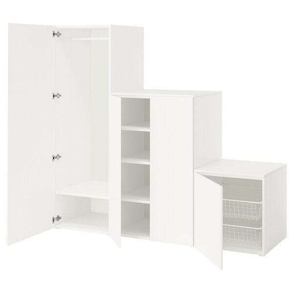 PLATSA - Wardrobe with 4 doors, white/Fonnes white, 200x57x181 cm