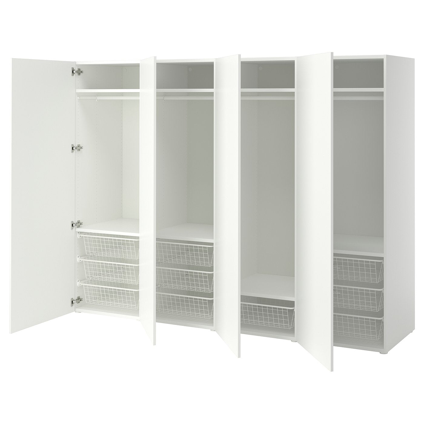 PLATSA wardrobe with 4 doors, white/Fonnes white, 240x57x181 cm