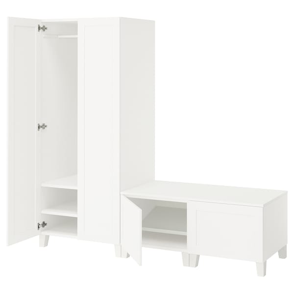 Ikea PLATSA - Wardrobe with 4 doors, white/Sannidal white, 200x57x191 cm