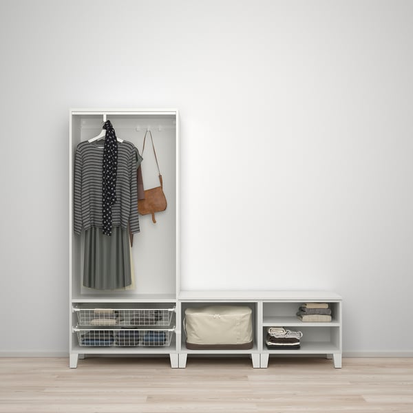 PLATSA wardrobe with 4 doors, white STRAUMEN mirror glass/FONNES white, 200x42x191 cm