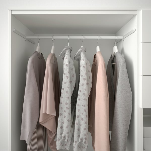 PLATSA - PLATSA Wardrobe with 4 doors+3 drawers, white FONNES white/SANNIDAL white, 240x57x123 cm