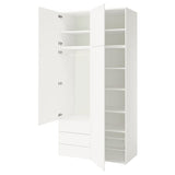 PLATSA wardrobe with 4 doors+3 drawers, white/Fonnes white, 120x57x241 cm