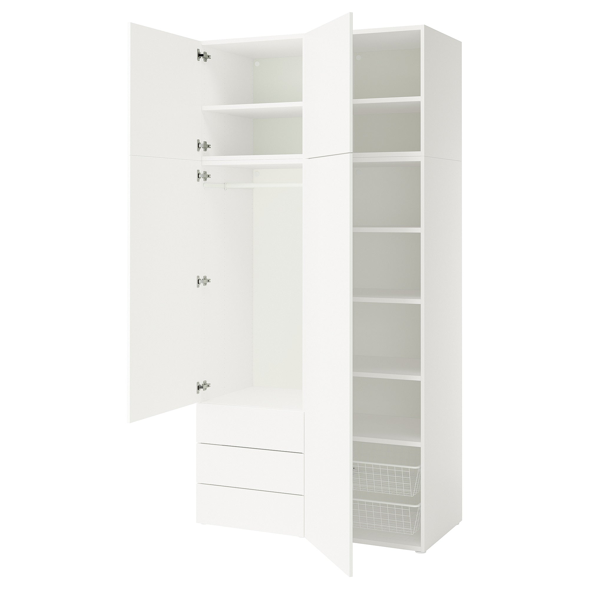 PLATSA wardrobe with 4 doors+3 drawers, white/Fonnes white, 120x57x241 cm