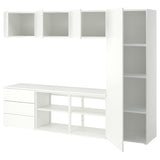 PLATSA wardrobe with 4 doors+3 drawers, white Fonnes/white, 240x42x181 cm