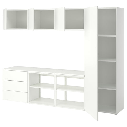 PLATSA wardrobe with 4 doors+3 drawers, white Fonnes/white, 240x181x41.8 cm