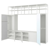 PLATSA wardrobe with 5 doors, white STRAUMEN mirror glass/FONNES white, 300x42x241 cm