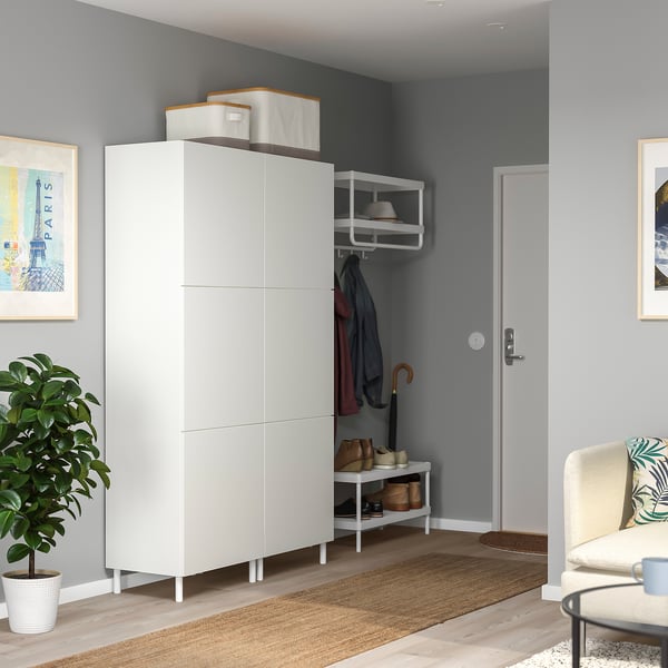 PLATSA wardrobe w 6 doors, white/Fonnes white, 120x42x191 cm