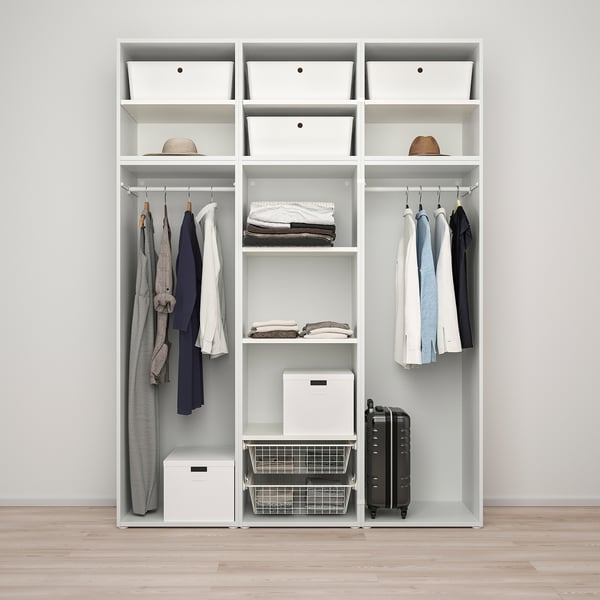 PLATSA wardrobe w 6 doors, white/Fonnes white, 180x57x241 cm