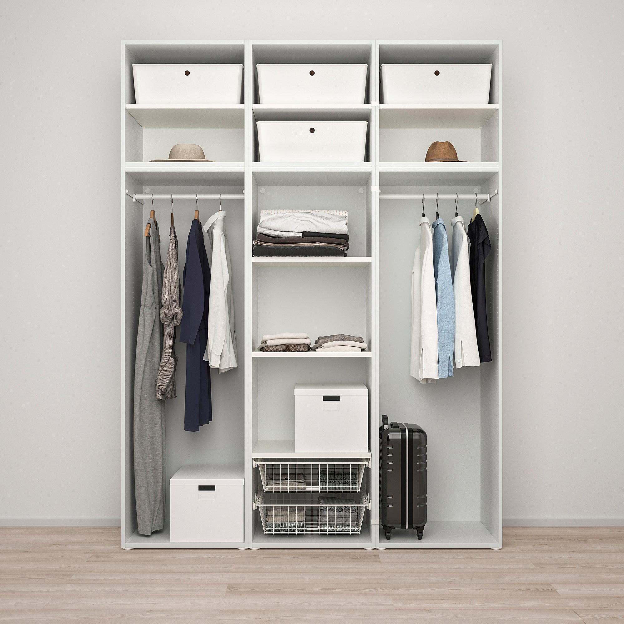 PLATSA wardrobe w 6 doors, white/Fonnes white, 180x57x241 cm