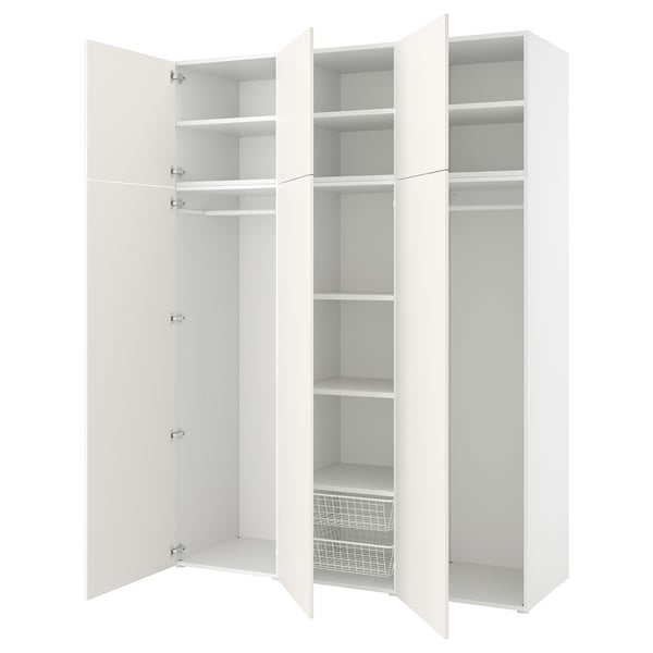 PLATSA wardrobe w 6 doors, white/Fonnes white, 180x57x241 cm