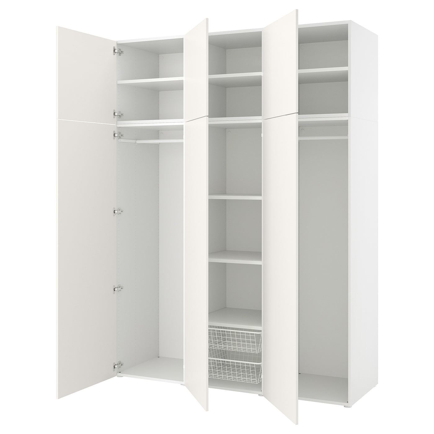 PLATSA wardrobe w 6 doors, white/Fonnes white, 180x57x241 cm