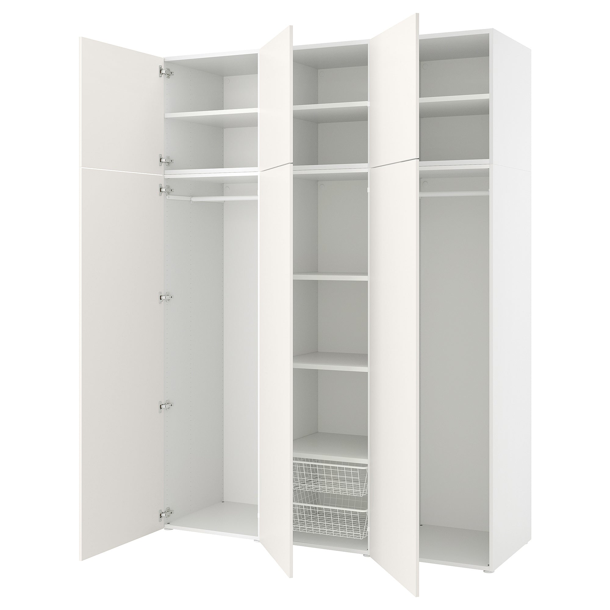 PLATSA wardrobe w 6 doors, white/Fonnes white, 180x57x241 cm