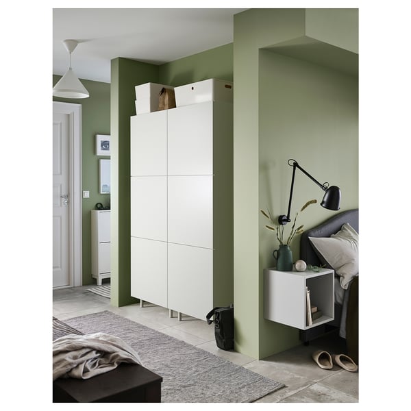PLATSA wardrobe w 6 doors, white/Fonnes white, 120x42x191 cm