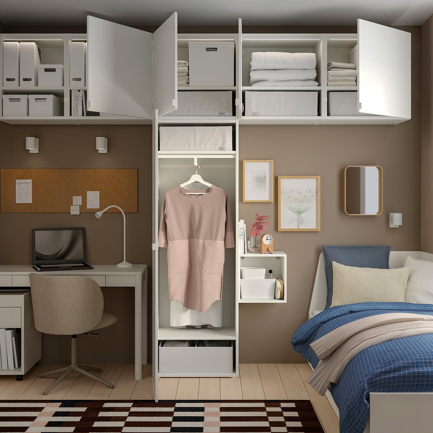 PLATSA wardrobe w 6 doors, white Fonnes/white, 300x42x241 cm