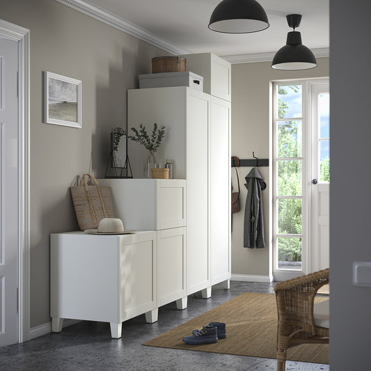 PLATSA wardrobe w 6 doors, white/Sannidal white, 240x57x231 cm