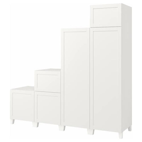 PLATSA wardrobe w 6 doors, white/Sannidal white, 240x57x231 cm