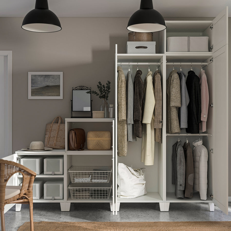 PLATSA wardrobe w 6 doors, white/Sannidal white, 240x57x231 cm
