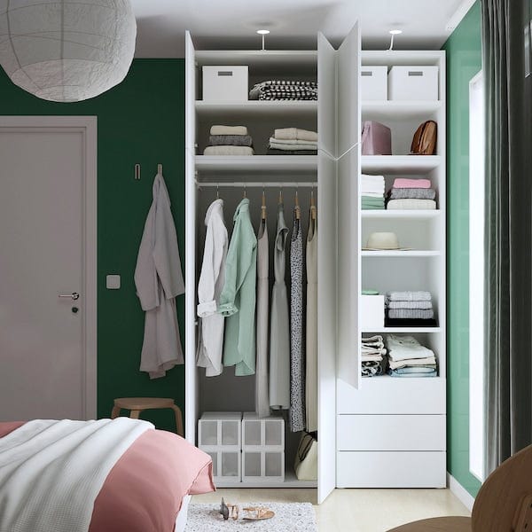 Ikea PLATSA - Wardrobe with 6 doors+3 drawers, white/Fonnes white, 140x57x241 cm