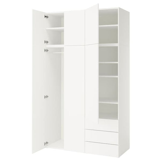 Ikea PLATSA - Wardrobe with 6 doors+3 drawers, white/Fonnes white, 140x57x241 cm