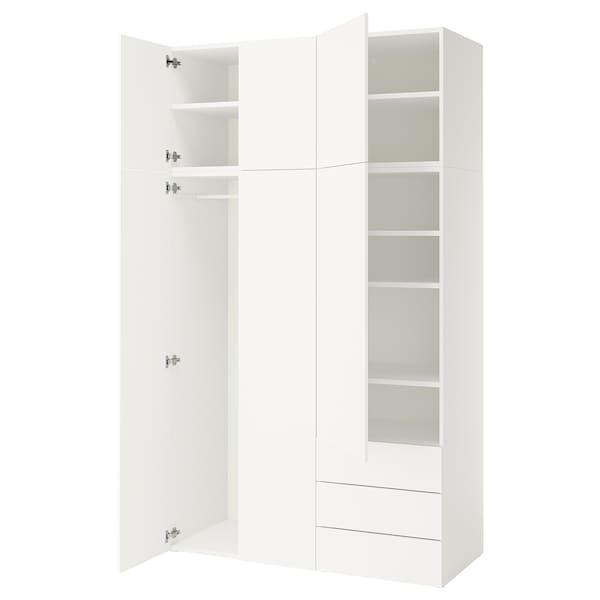 PLATSA - Wardrobe with 6 doors+3 drawers, white/Fonnes white, 140x57x241 cm
