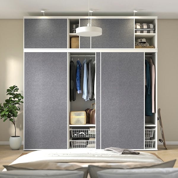 Ikea PLATSA - Wardrobe with 6 sliding doors, white Larkollen/dark grey, 180x57x221 cm