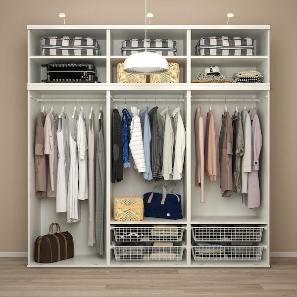 Ikea PLATSA - Wardrobe with 6 sliding doors, white Larkollen/dark grey, 180x57x221 cm