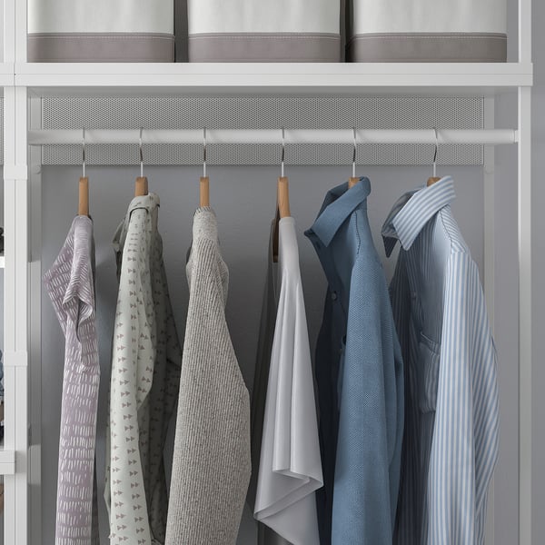 PLATSA wardrobe with 6 drawers, white/Fonnes white, 140x42x241 cm