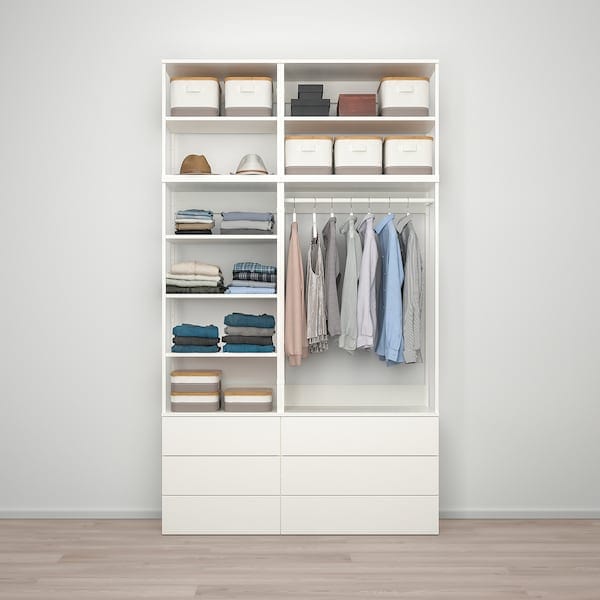 Ikea PLATSA - Wardrobe with 6 drawers, white/Fonnes white, 140x42x241 cm