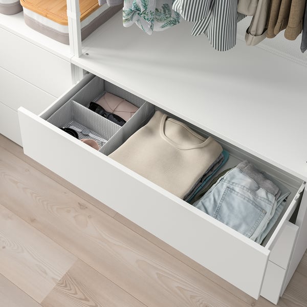 PLATSA wardrobe with 6 drawers, white/Fonnes white, 140x42x241 cm